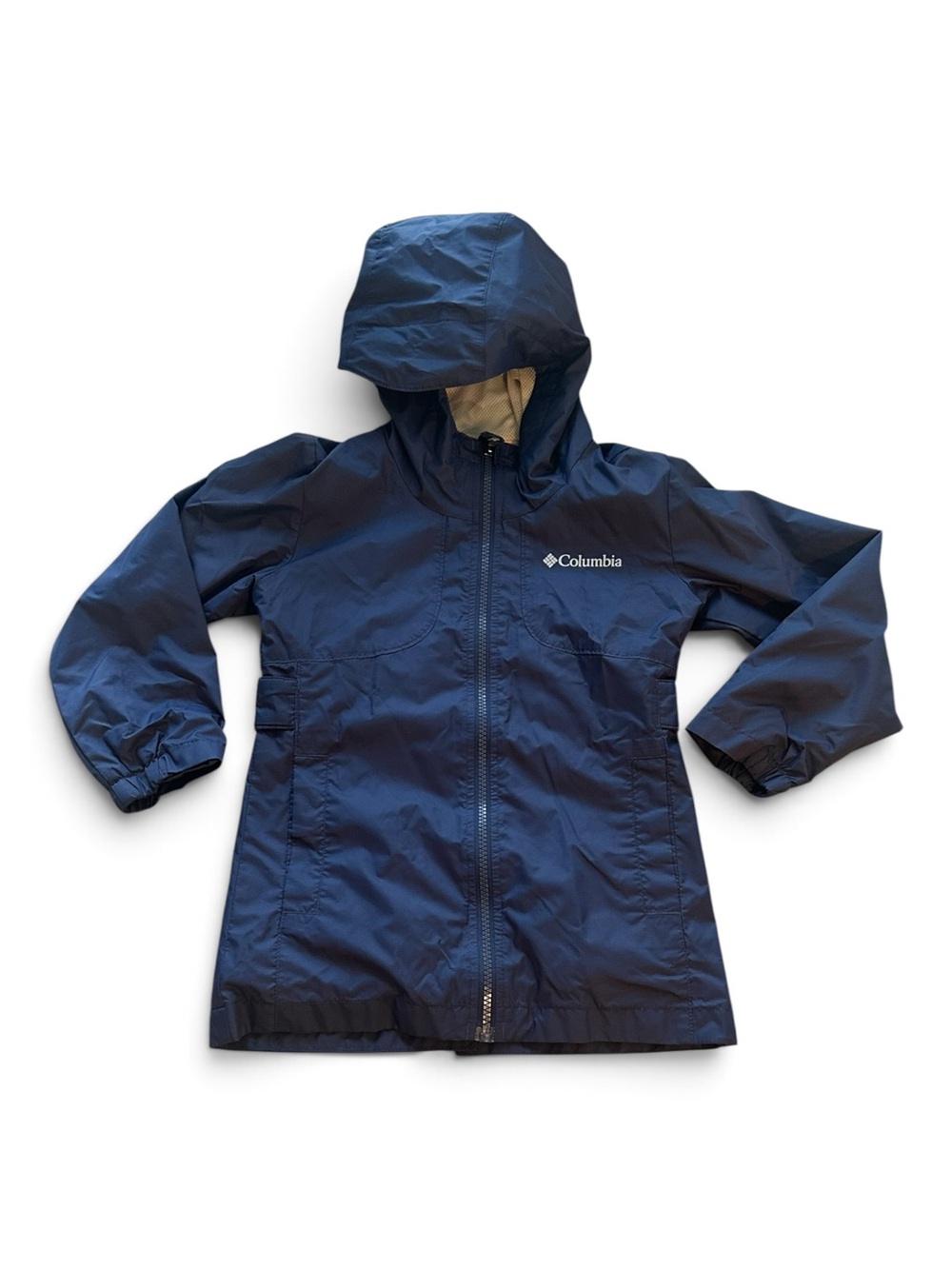 Columbia Girls Navy Hooded Trail Rain Jacket NWOT XXS 4-5 waterproof